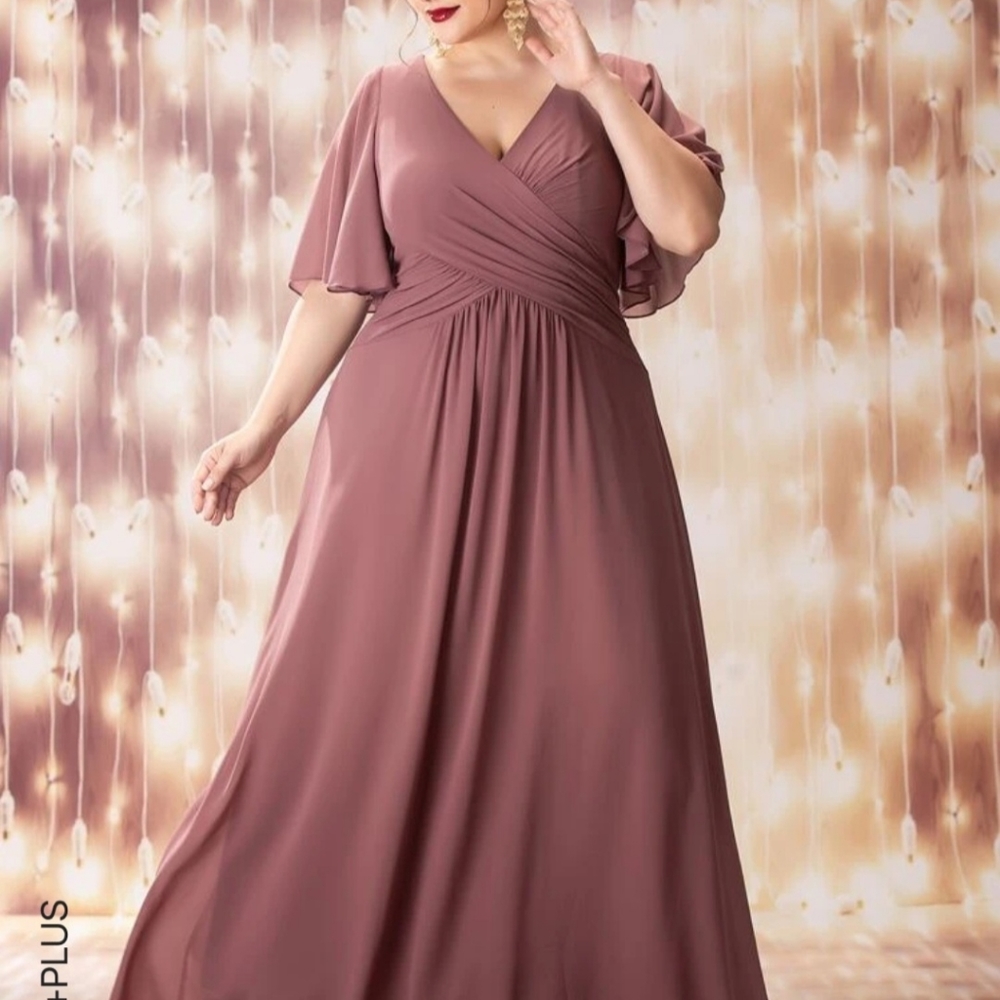 Butterfly Sleeve Formal Dress